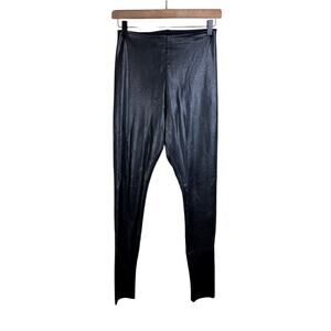Commando Womens Black Faux Leather Four Way Stretch Shape Wear Leggings